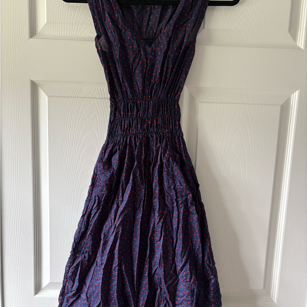 Navy Blue Polka Dot Dress